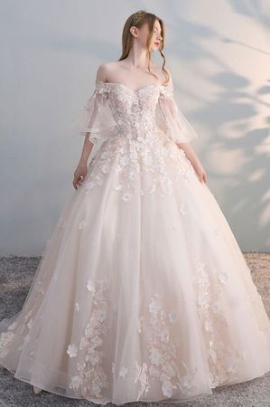 fantasy pastel floral wedding dress