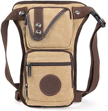 Amazon.com: Hebetag Drop Leg Bag Canvas Thigh Pouch for Men Women Tactical Military Motorcycle Bike Cycling Multi-pocket Waist Fanny Pack Travel Hiking Climbing Outdoor Pocket Coffee : Sports & Outdoors
