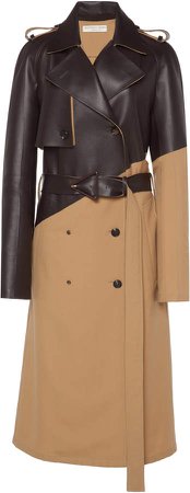 Belted Dual Wool and Leather Trench Coat