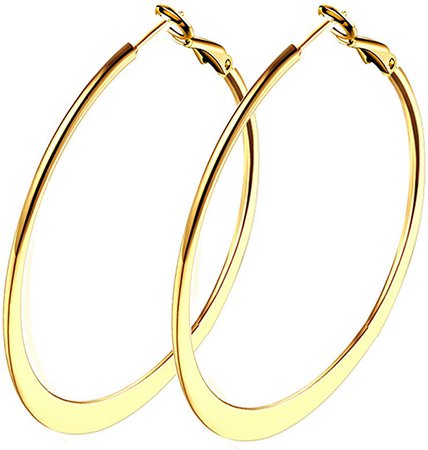 2" Stainless Steel 18k Rose Gold Plated Hoop Earrings for sensitive ears (50mm Diameter): Amazon.co.uk: Jewellery