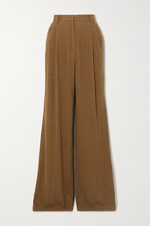 Light brown Sonia pleated cashmere-corduroy wide-leg pants | Gabriela Hearst | NET-A-PORTER