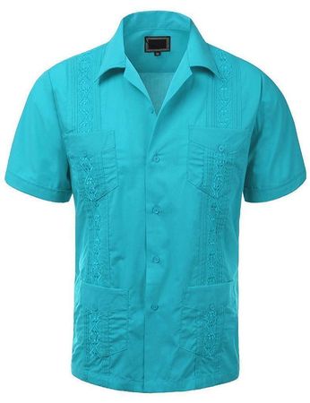 Maximos Men's Guayabera Summer Casual Cuban Beach Wedding Vacation Short Sleeve Button-Up Casual Dress Shirt&nbsp; - Walmart.com