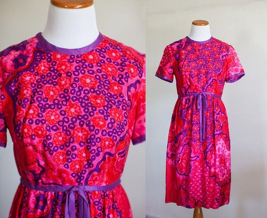 SALE 1960s Keram Vibrant Bright Floral Short Dress Psychedelic | Etsy
