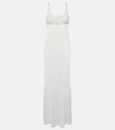 Robe Maille Oranger Ribbed Knit Maxi Dress in White - Jacquemus | Mytheresa