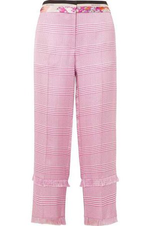 Emilio Pucci | Cropped fringed houndstooth woven straight-leg pants | NET-A-PORTER.COM