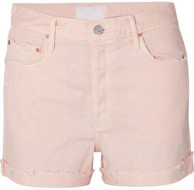 The Improper Distressed Denim Shorts - Pink