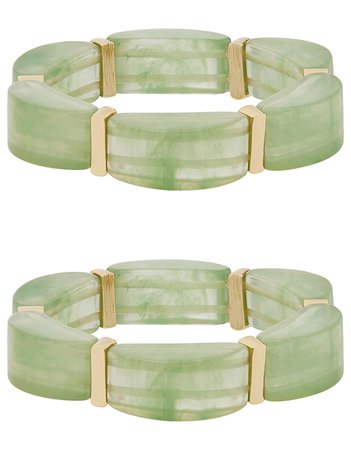 2x Resin Stretch Bracelet | Green | One Size | 6846943000 | Accessorize