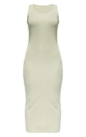 Sage Green Basic Rib Maxi Dress - New In | PrettyLittleThing USA