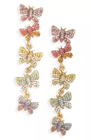Oscar de la Renta Fluttering Butterfly Crystal Pavé Chandelier Earrings | Nordstrom