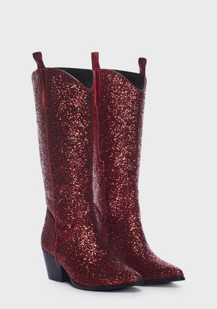 Privileged Glitter Cowboy Boots - Red – Dolls Kill