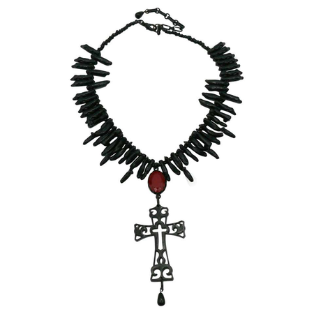 JEAN PAUL GAULTIER | Black Gothic Cross Pendant Necklace