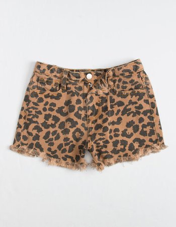 leopard denim shorts