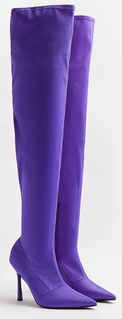 River Island- PURPLE OVER THE KNEE HEELED BOOTS