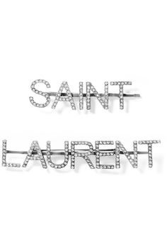 Saint Laurent Silver Crystal Clip Barrette Hair Accessory