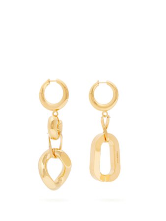 Mismatched chain-link drop earrings