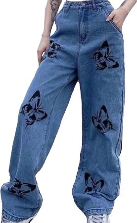 y2k butterfly jeans