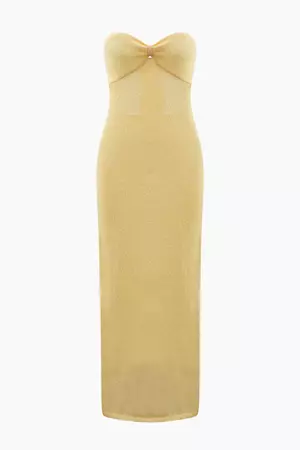 Knot Front Strapless Maxi Dress – Micas
