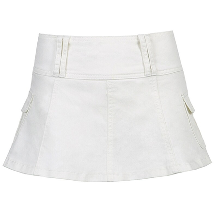 white denim ruffle mini skirt