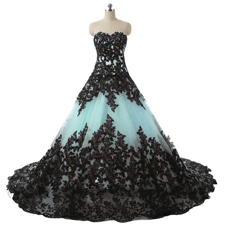 Custom Mint & Black OR Turquoise & Black Strapless Ball Gown Wedding Dress on Storenvy