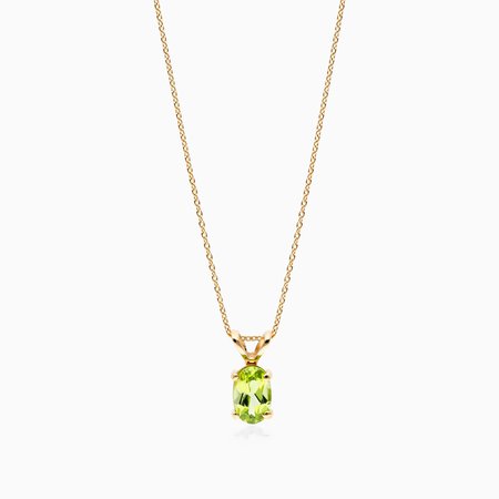 James Allen 14k yellow gold oval peridot birthstone necklace