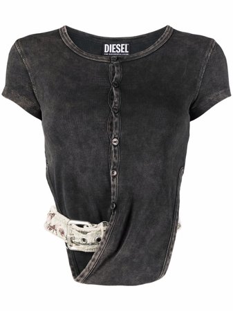 DIESEL belt-detail short-sleeved T-shirt - Farfetch