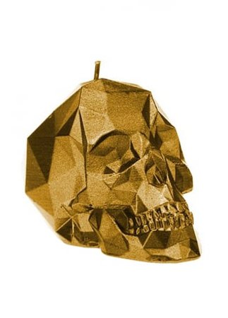 Small Gold Poly-Skull Candle