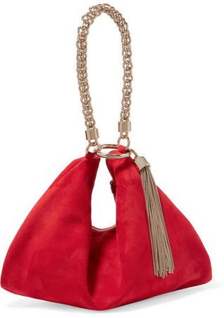 Callie Suede Shoulder Bag - Red