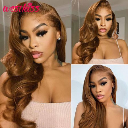 Brown Ombre Straight and Body Wave Lace Front Wig -West Kiss Hair