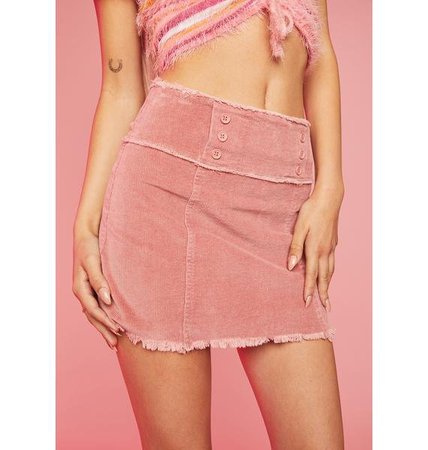 Sugar Thrillz Corduroy Button A Line Mini Skirt Pink | Dolls Kill