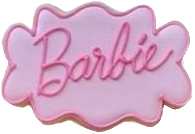 pink barbie logo name cookie