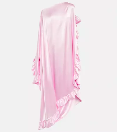 Ruffled One Shoulder Satin Dress in Pink - Acne Studios | Mytheresa