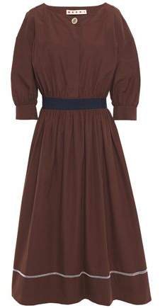 Pleated Cotton-poplin Midi Dress