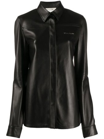 1017 Alyx 9Sm Leather Long Sleeve Shirt AAWSH0028LE01 Black | Farfetch