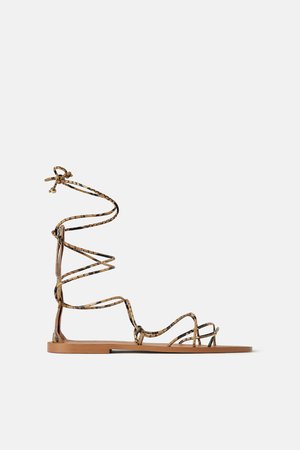 ANIMAL PRINT FLAT SANDALS WITH STRAPS-View all-SHOES-WOMAN-SALE | ZARA Qatar