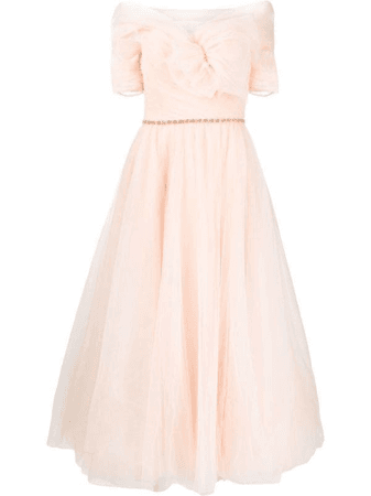 Jenny Packham bow-detailed chiffon dress