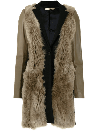Balenciaga, Fur panel buttoned coat