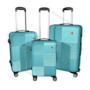 Details about 3 Piece Hardside Luggage Wheels Spinner Suitcase Code Lock 20'' 24'' 28'' Teal