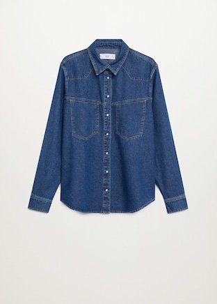 Cotton denim shirt - Women | Mango USA blue