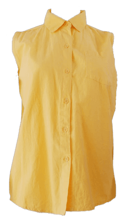 1980's Yellow Tank Top Blouse / Vintage Cotton Button Up Shirt