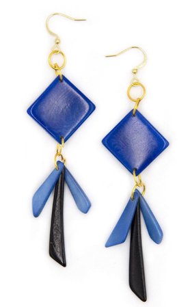 Tagua blue earrings