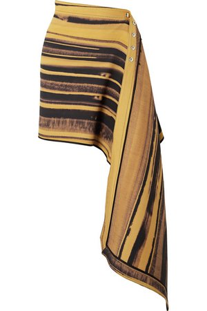 Peter Do | Asymmetric striped wool and silk-blend cady wrap mini skirt | NET-A-PORTER.COM