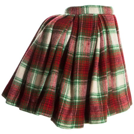 Vivienne Westwood red tartan wool pleated skirt with bustle, fw 1988 For Sale at 1stdibs