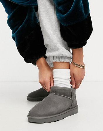 UGG Classic Ultra Mini ankle boots in grey | ASOS