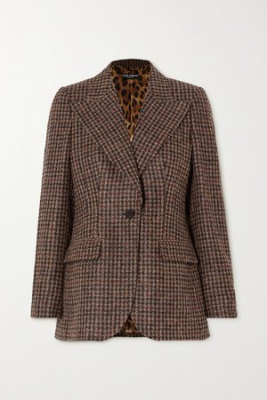 Brown Houndstooth tweed blazer | Dolce & Gabbana | NET-A-PORTER