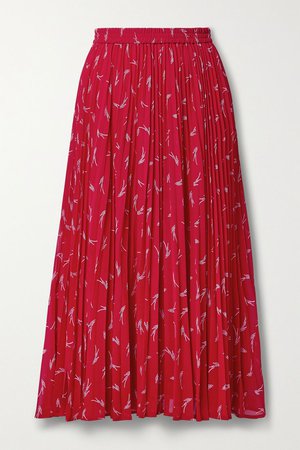 Falda midi plisada de crepé estampada roja | MICHAEL Michael Kors | NET-A-PORTER
