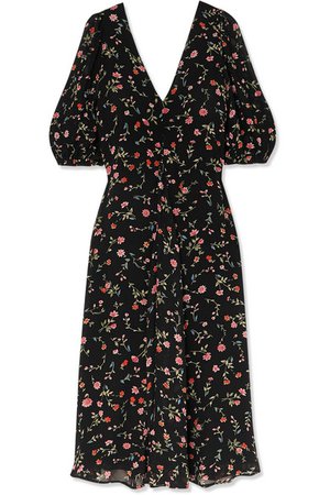 GANNI | Elm floral-print georgette midi dress | NET-A-PORTER.COM
