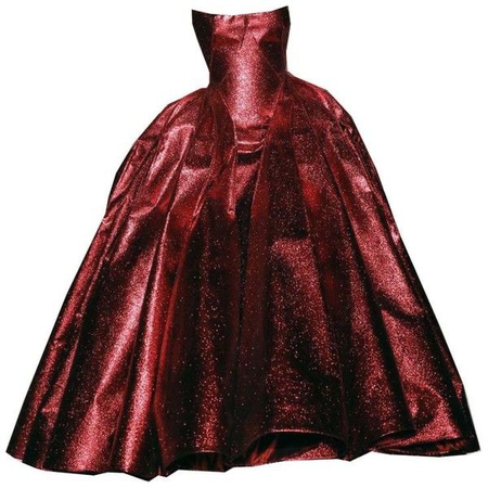 dark red metallic bodice ball gown