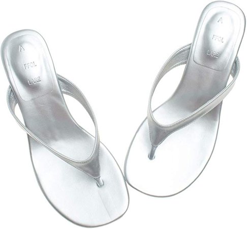 Amazon.com | AnnaKastle Womens Slide Mule Kitten Heel Thong Sandal Shoes Silver | Shoes