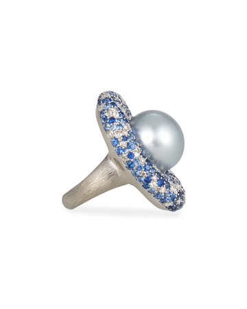 Margot McKinney Jewelry 18k White Gold & South Sea Pearl Cocktail Ring