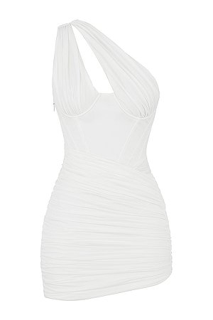 Clothing : Bodycon Dresses : 'Clementine' White Cut Out Mini Dress